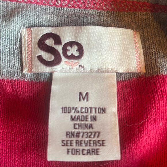 SO Pullover Crew Neck Pink & Gray Cotton Sweater Women’s Size Medium - Picture 4 of 4
